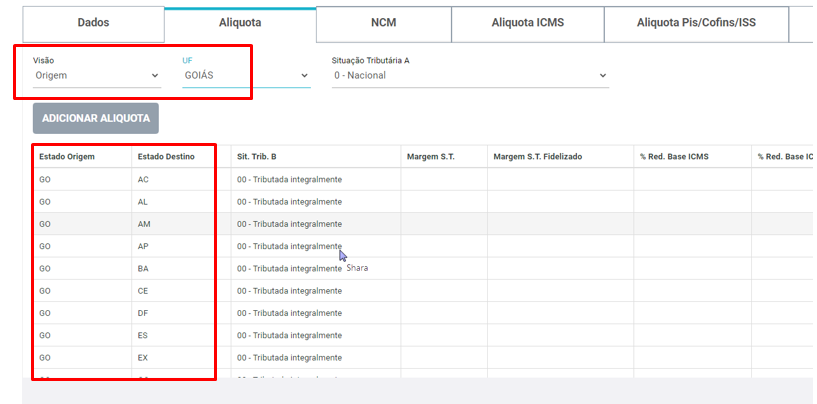 Tributado integralmente para GO