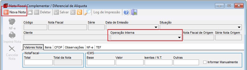 Nova nota complementar