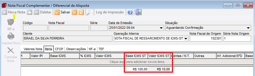 Base e valor do ICMS ST