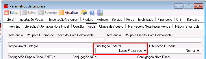 Tributação federal Lucro Presumido