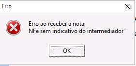 Erro de NF-e sem indicativo do intermediador