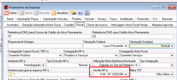 Atualização da versão da NF-e para 2020.006