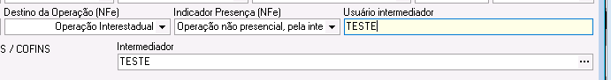 Configuração do intermediador na operação interna